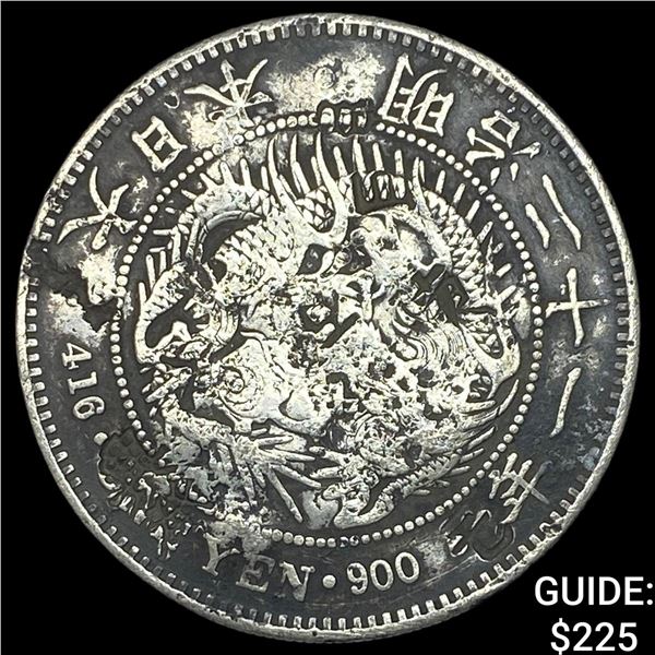 Japan Meji Period Silver 1 Yen Chopmarks  NEARLY UNCIRCULATED
