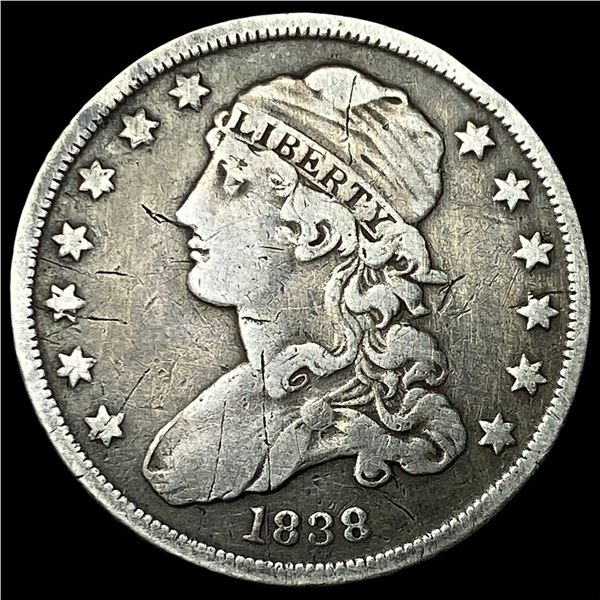 1838 Silver Capped Bust Quarter LIGHTLY  CIRCULATED
