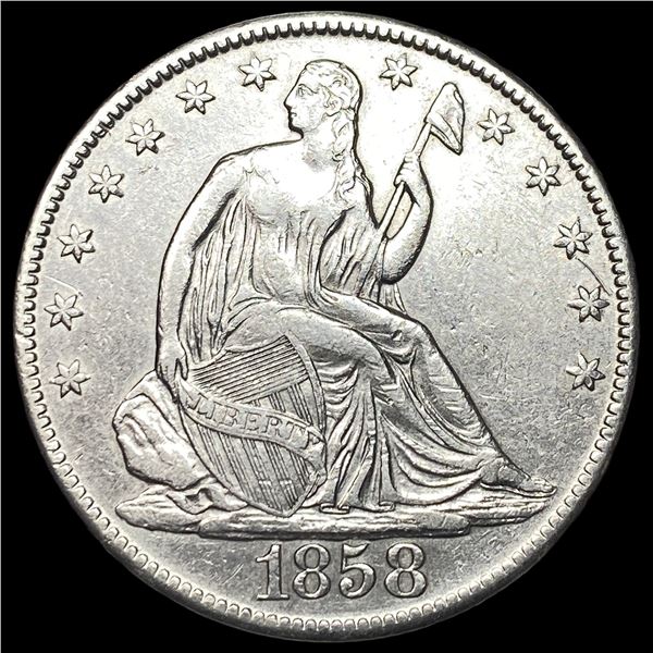 1858-O Silver Seated Liberty Half Dollar  CHOICE AU