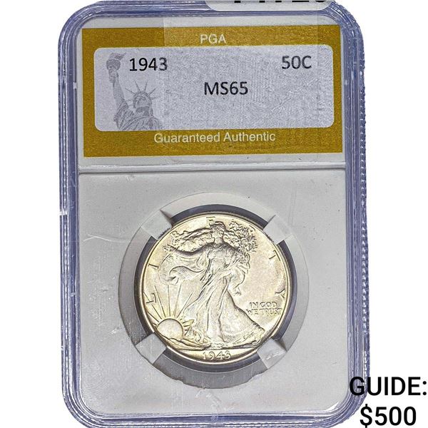 1943 Walking Liberty Half Dollar PGA MS65