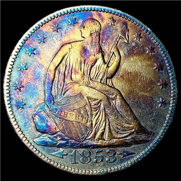 1853 Arrows/Rays Seated Liberty Half Dollar  CLOSELY UNCIRCULATED