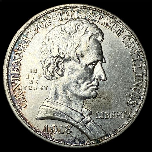 1918 Silver Illinois Half Dollar CLOSELY  UNCIRCULATED