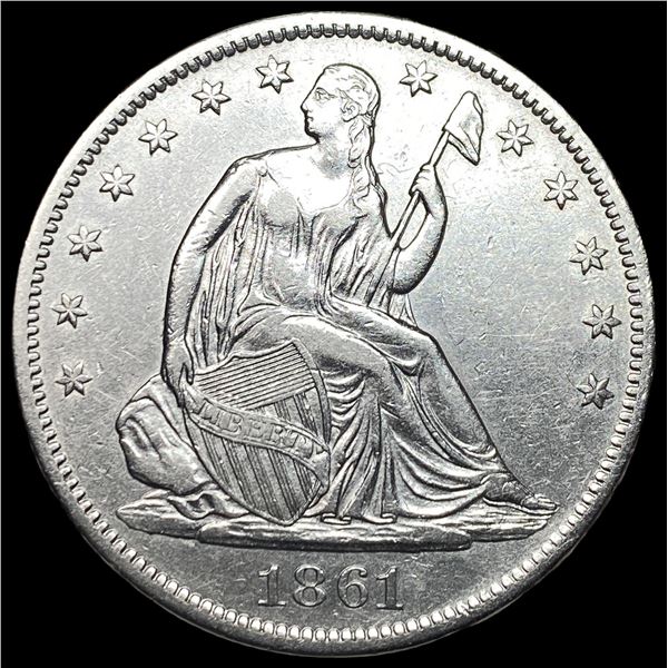 1861-S Silver Seated Liberty Half Dollar  CLOSELY UNCIRCULATED