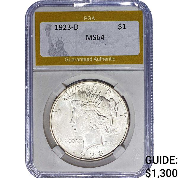 1923-D Silver Peace Dollar PGA MS64