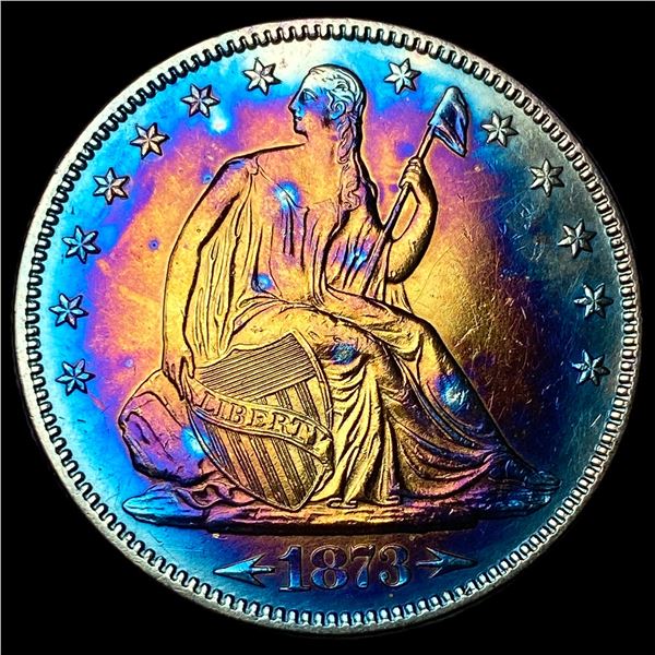 1873 Toned Arrows Seated Liberty Half Dollar  CLOSELY UNCIRCULATED