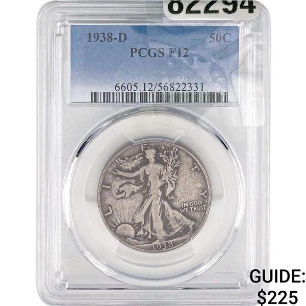 1938-D Walking Liberty Half Dollar PCGS F12
