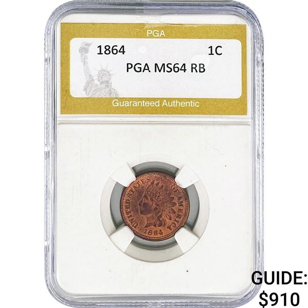 1864 w/L Indian Head Cent PGA MS64 RB