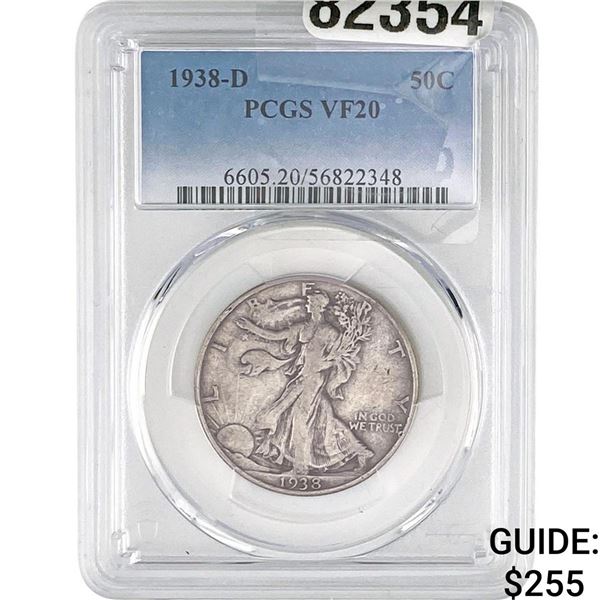 1938-D Walking Liberty Half Dollar PCGS VF20