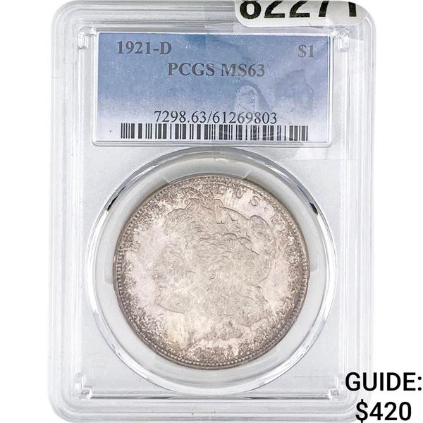 1921-D Morgan Silver Dollar PCGS MS63