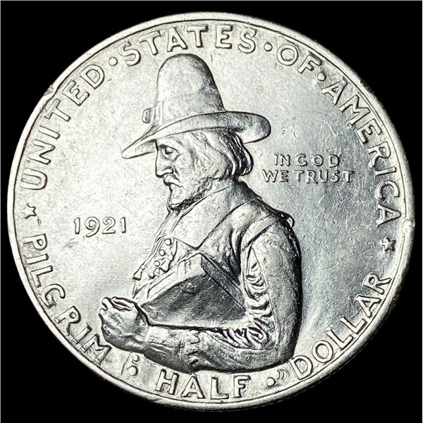 1921 Silver Pilgrim Half Dollar CLOSELY  UNCIRCULATED