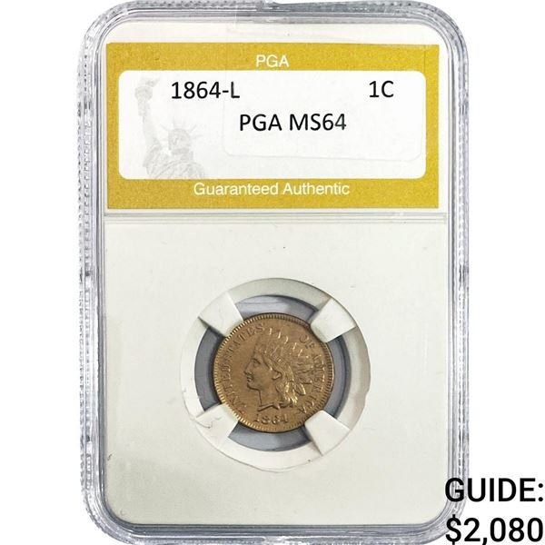 1864-L Indian Head Cent PGA MS64