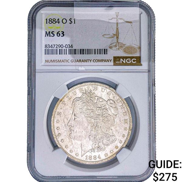 1884-O Morgan Silver Dollar NGC MS63