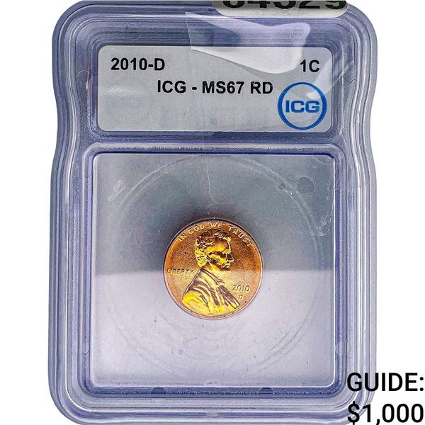 2010-D Wheat Cent ICG MS67 RD