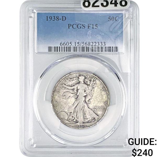 1938-D Walking Liberty Half Dollar PCGS F15