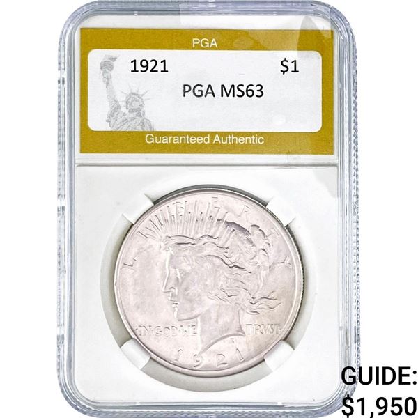 1921 Silver Peace Dollar PGA MS63