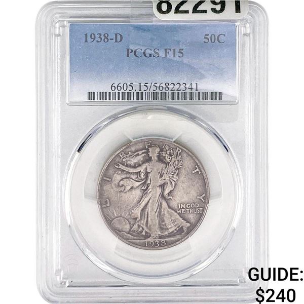 1938-D Walking Liberty Half Dollar PCGS F15