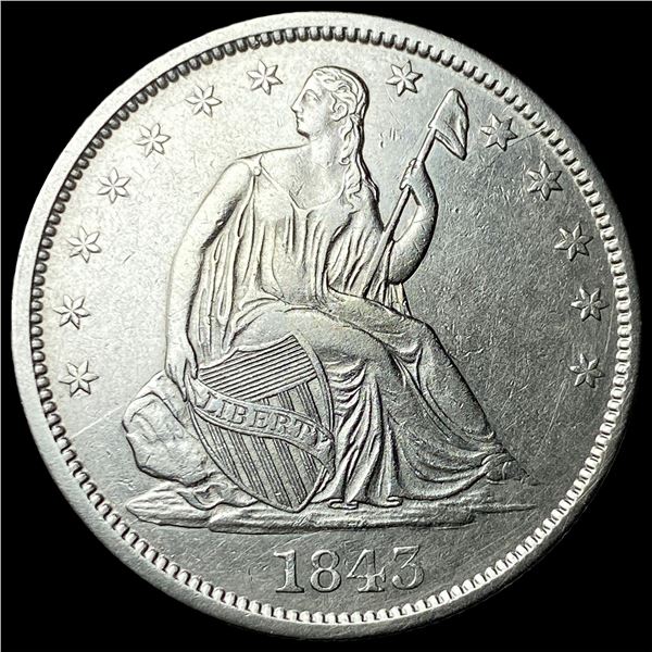 1843-O Silver Seated Liberty Half Dollar  CLOSELY UNCIRCULATED