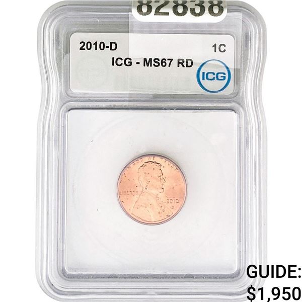2010-D Lincoln Shield Penny ICG MS67 RD