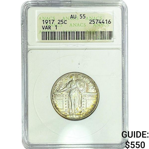 1917 Standing Liberty Quarter ANACS AU55