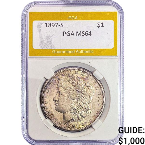 1897-S Morgan Silver Dollar PGA MS64