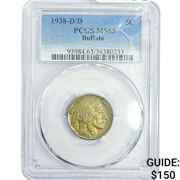1938-D/D Buffalo Nickel PCGS MS65