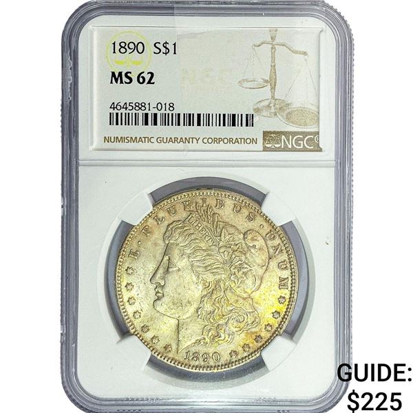 1890 Morgan Silver Dollar NGC MS62