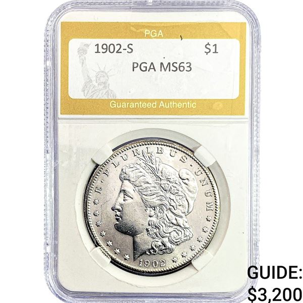 1902-S Morgan Silver Dollar PGA MS63
