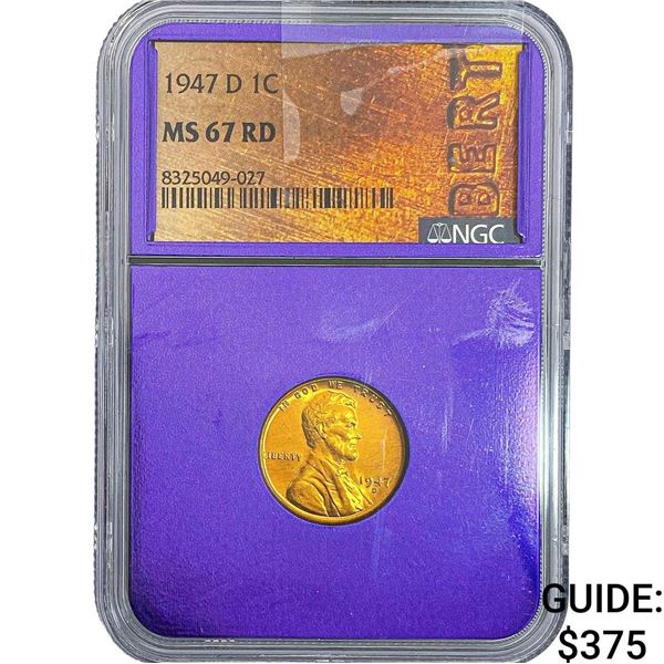 1947-D Wheat Cent NGC MS67 RD