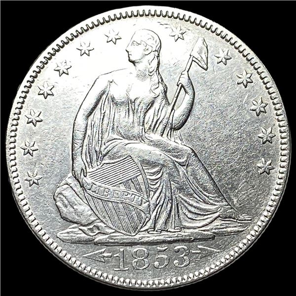 1853 Arrows/Rays Seated Liberty Half Dollar  CLOSELY UNCIRCULATED
