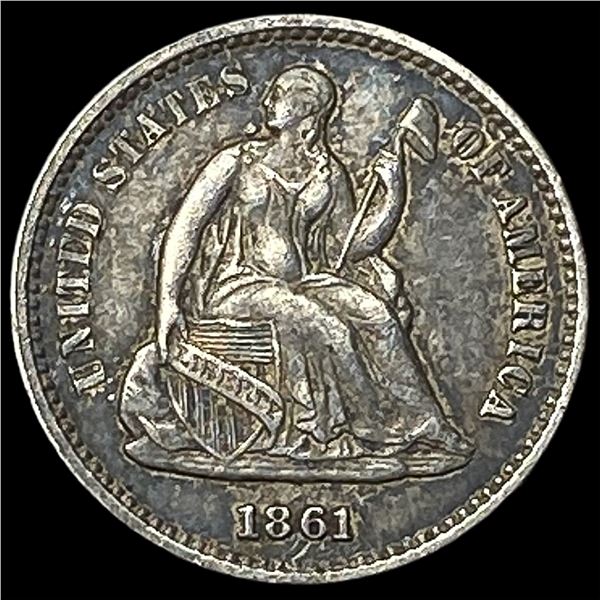 1861 Silver Seated Liberty Half Dime CLOSELY  UNCIRCULATED