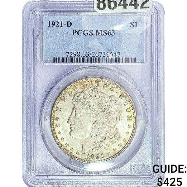 1921-D Morgan Silver Dollar PCGS MS63