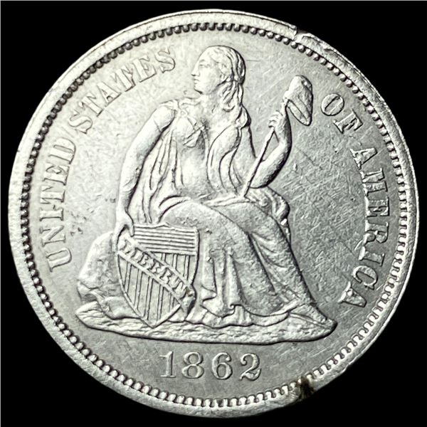 1862 Silver Seated Liberty Dime CLOSELY  UNCIRCULATED