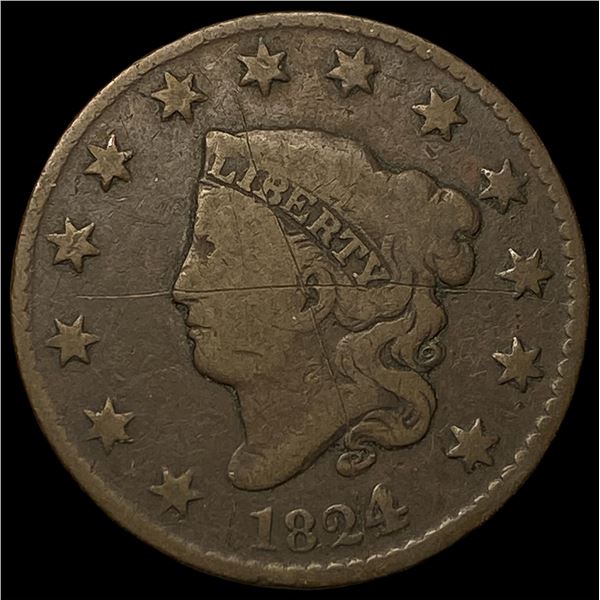 1824 Coronet Head Large Cent NICELY  CIRCULATED
