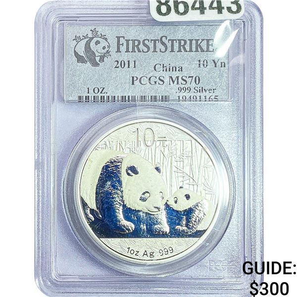 2011 10Yn China Panda 1oz PCGS MS70