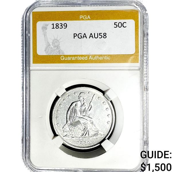 1859 Seated Liberty Half Dollar PGA AU58