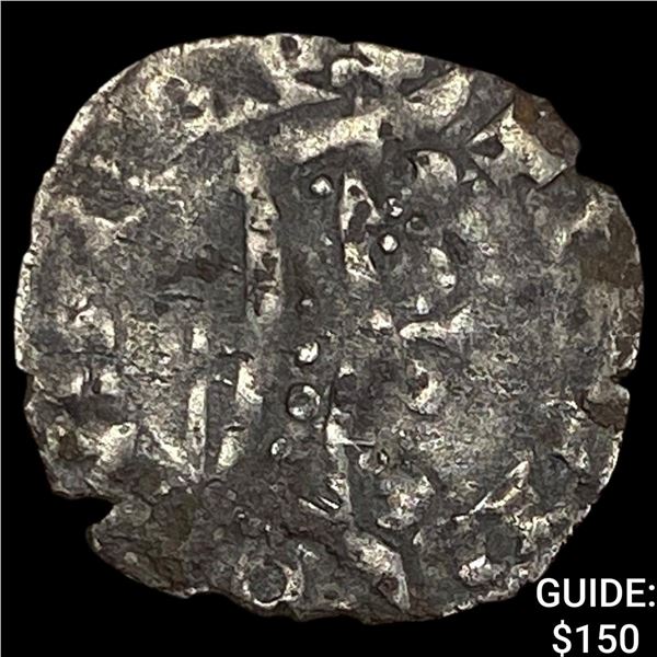Medieval France Charles IV 1322-1328 Silver  Denier NEARLY UNCIRCULATED