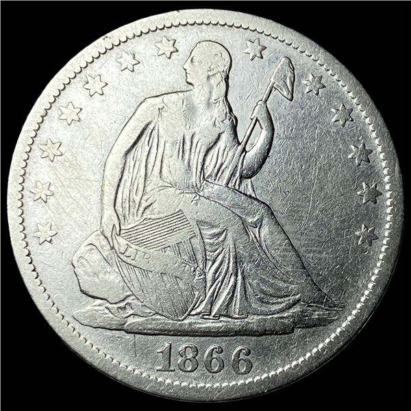 1866-S Silver Seated Liberty Half Dollar  NEARLY UNCIRCULATED