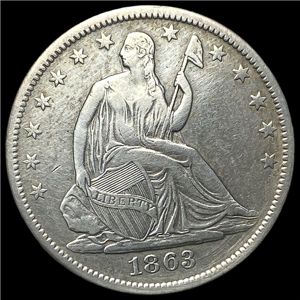 1863-S Silver Seated Liberty Half Dollar  NEARLY UNCIRCULATED