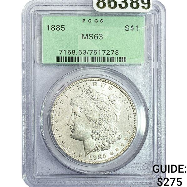 1885 Morgan Silver Dollar PCGS MS63