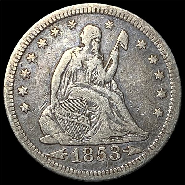 1853 Arrows/Rays Seated Liberty Quarter ABOUT  UNCIRCULATED