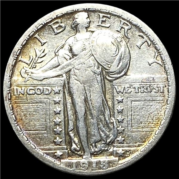 1918 Silver Standing Liberty Quarter NEARLY  UNCIRCULATED