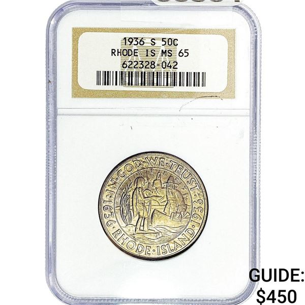 1936-S Rhode Island Half Dollar NGC MS65