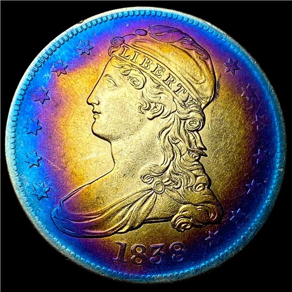 1838 Toned Capped Bust Half Dollar CLOSELY  UNCIRCULATED