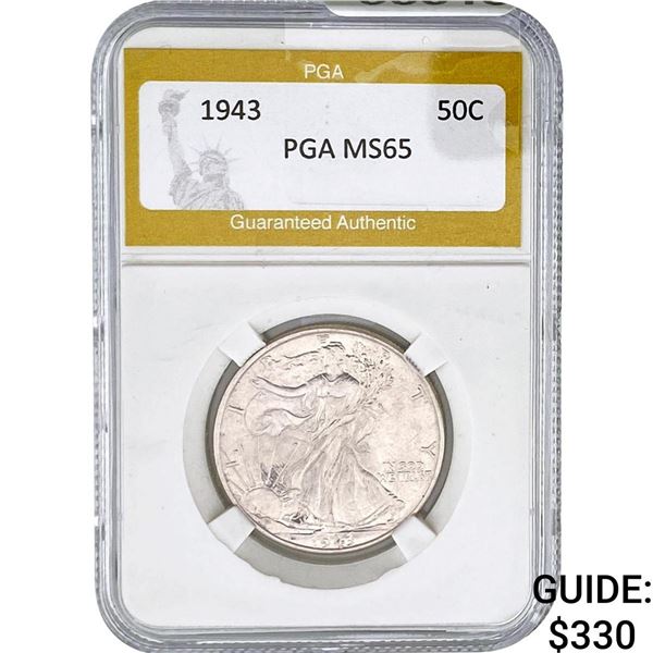 1943 Walking Liberty Half Dollar PGA MS65