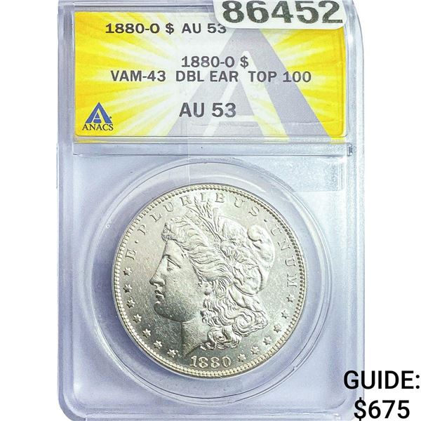 1880-O Morgan Silver Dollar ANACS AU53