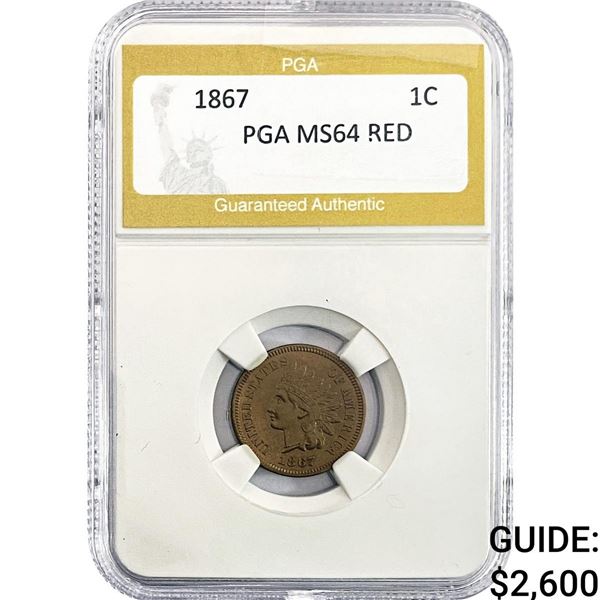 1867 Indian Head Cent PGA MS64 RED