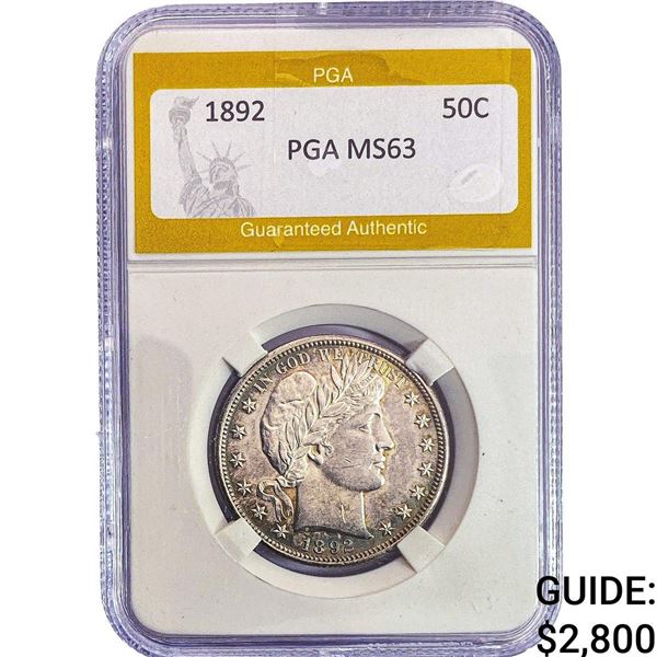 1892 Barber Half Dollar PGA MS63