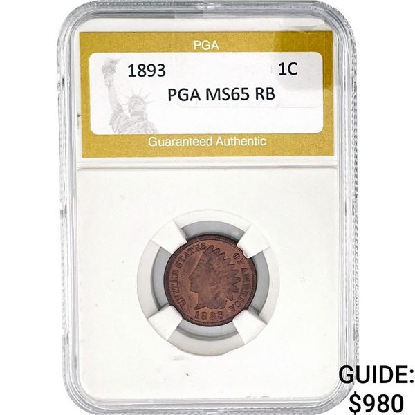1893 Indian Head Cent PGA MS65 RB