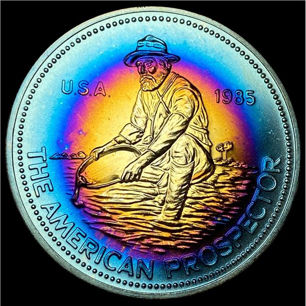 1985 Toned Engelhard 1oz Silver Round SUPERB  GEM BU