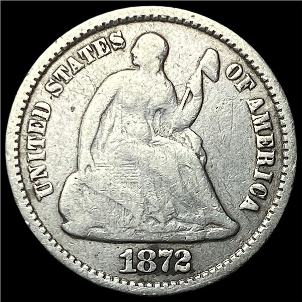1872 Silver Seated Liberty Half Dime ABOUT  UNCIRCULATED